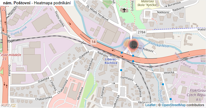 nám. Poštovní - mapa podnikání