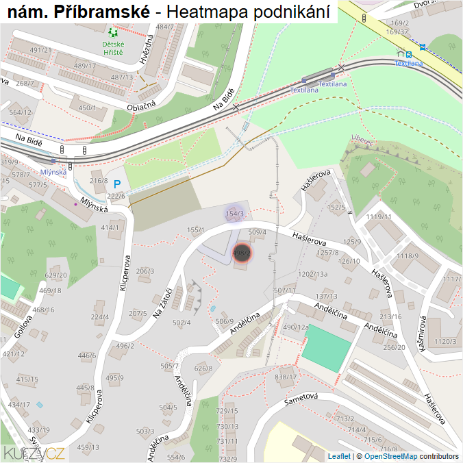 Mapa nám. Příbramské - Firmy v ulici.