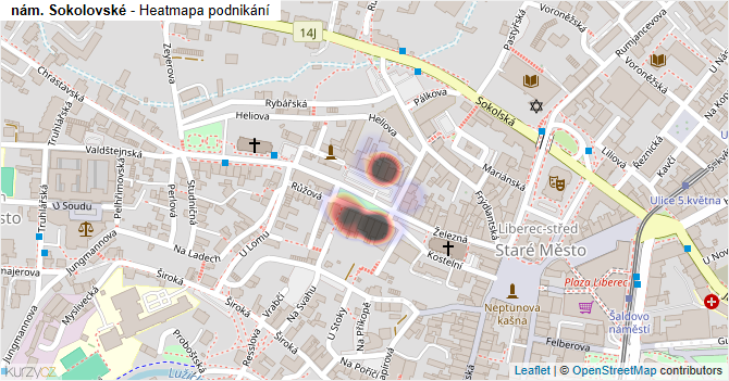 nám. Sokolovské - mapa podnikání