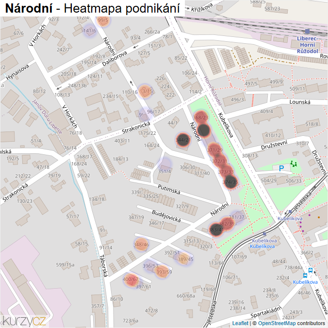 Mapa Národní - Firmy v ulici.
