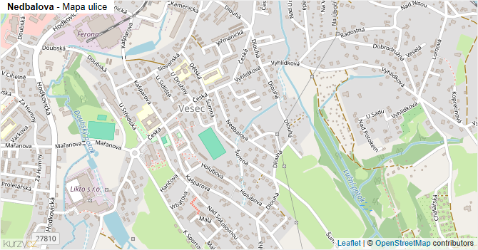 Nedbalova - mapa ulice