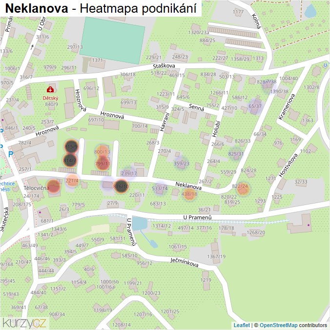 Mapa Neklanova - Firmy v ulici.