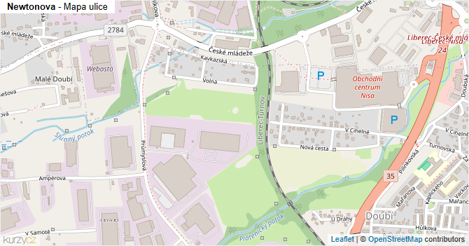 Newtonova - mapa ulice