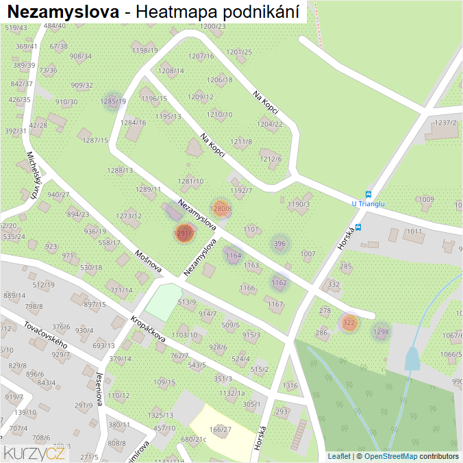 Mapa Nezamyslova - Firmy v ulici.