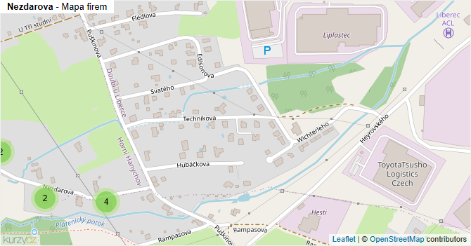 Nezdarova - mapa firem