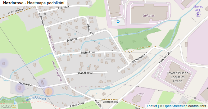Nezdarova - mapa podnikání