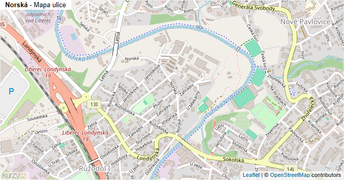 Norská - mapa ulice