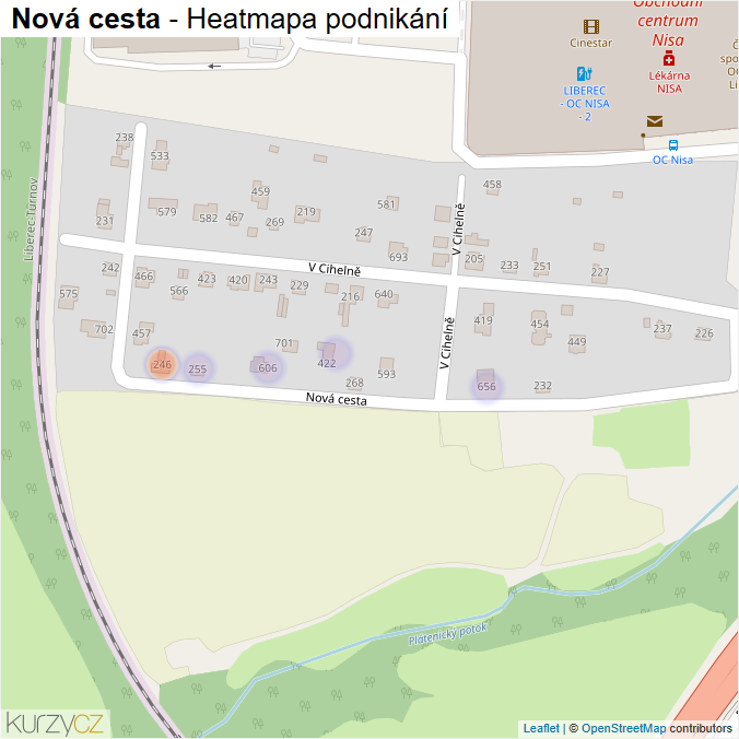 Mapa Nová cesta - Firmy v ulici.