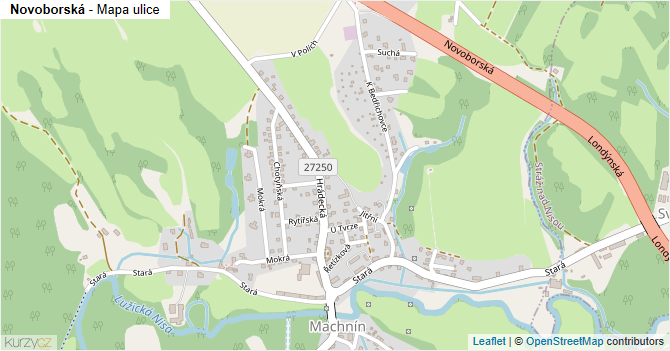 Novoborská - mapa ulice