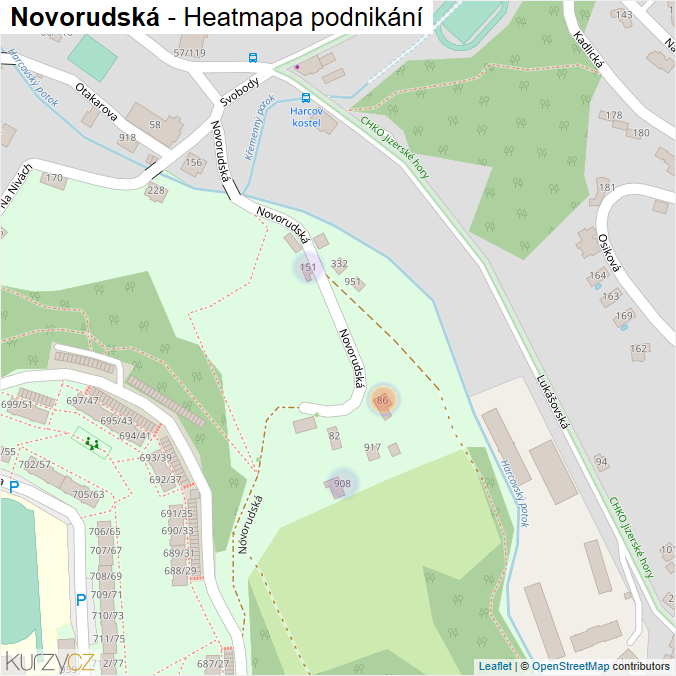 Mapa Novorudská - Firmy v ulici.