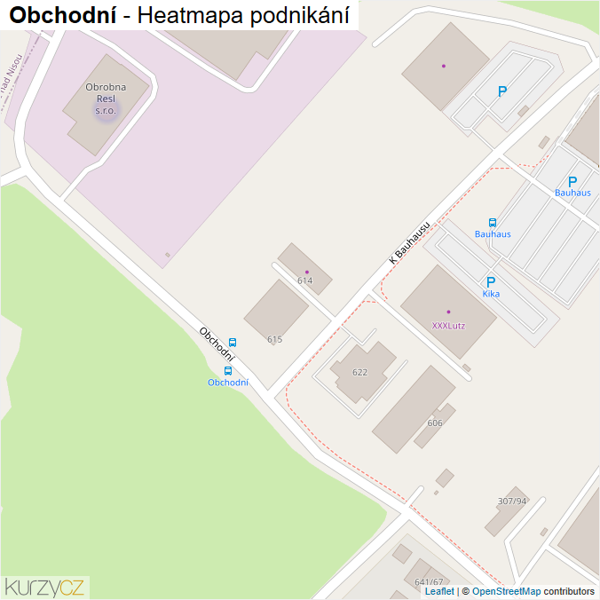Mapa Obchodní - Firmy v ulici.