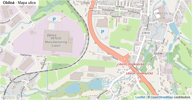 Obilná - mapa ulice