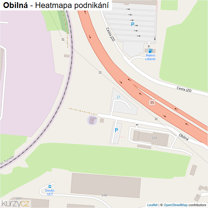 Mapa Obilná - Firmy v ulici.