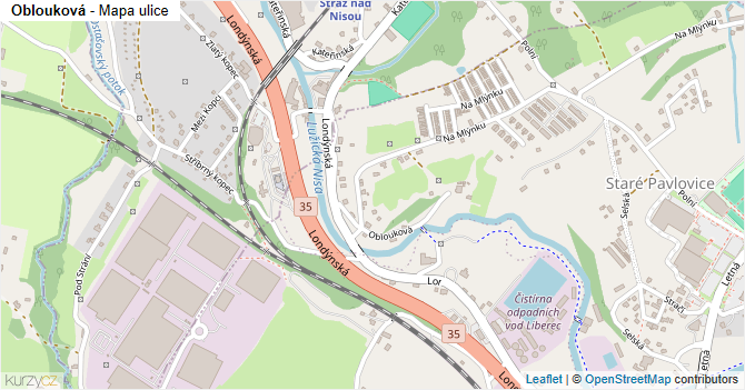 Oblouková - mapa ulice