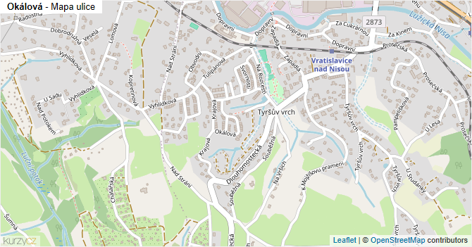 Okálová - mapa ulice