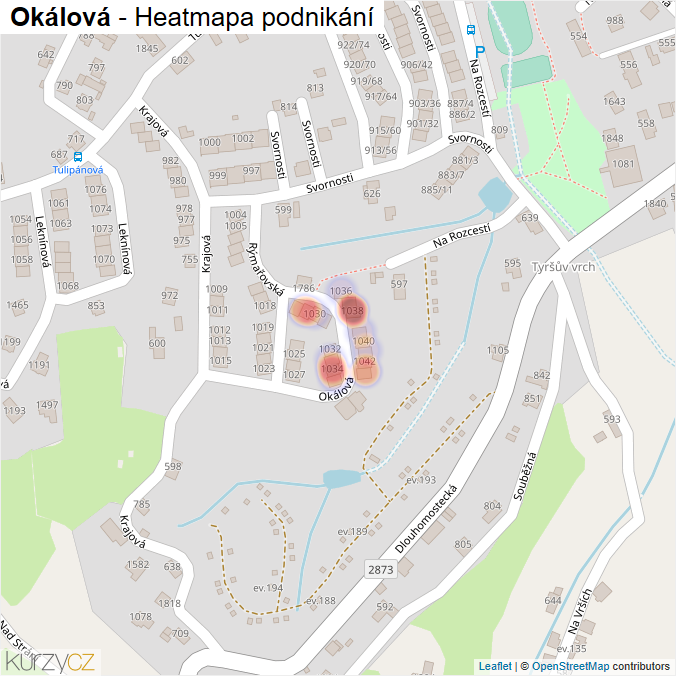 Mapa Okálová - Firmy v ulici.