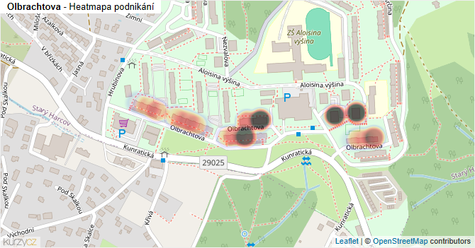 Olbrachtova - mapa podnikání