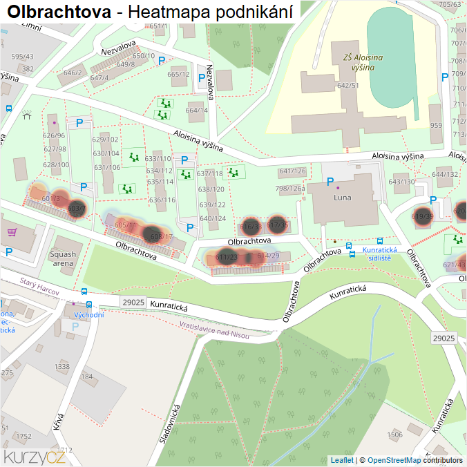 Mapa Olbrachtova - Firmy v ulici.