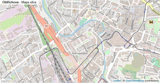 Oldřichova - mapa ulice