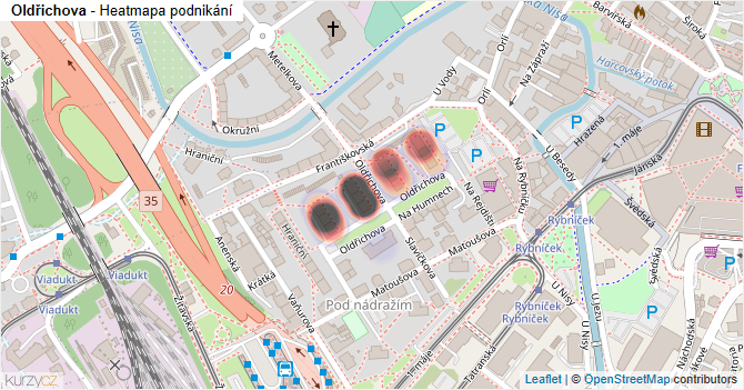 Oldřichova - mapa podnikání