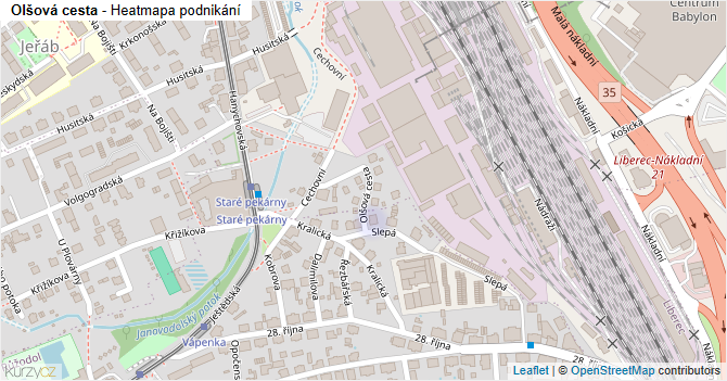 Olšová cesta - mapa podnikání