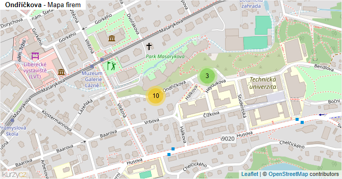 Ondříčkova - mapa firem