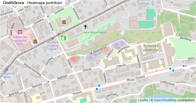 Ondříčkova - mapa podnikání