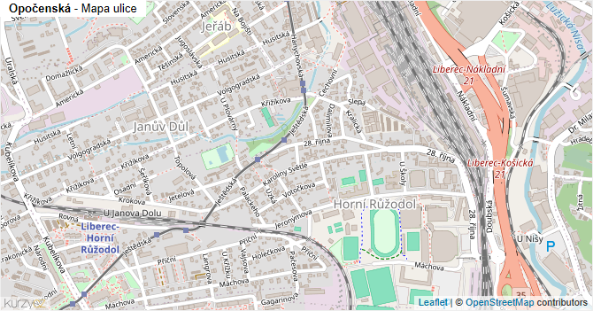 Opočenská - mapa ulice