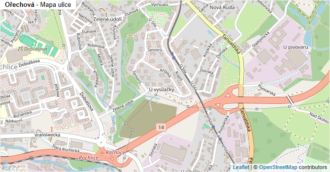 Ořechová - mapa ulice
