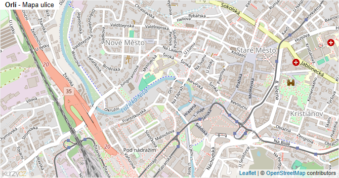 Orlí - mapa ulice