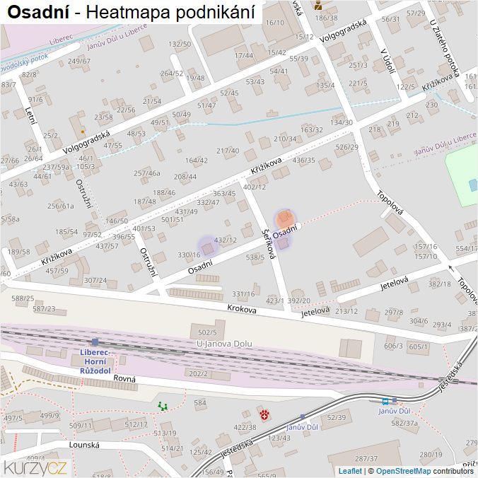 Mapa Osadní - Firmy v ulici.