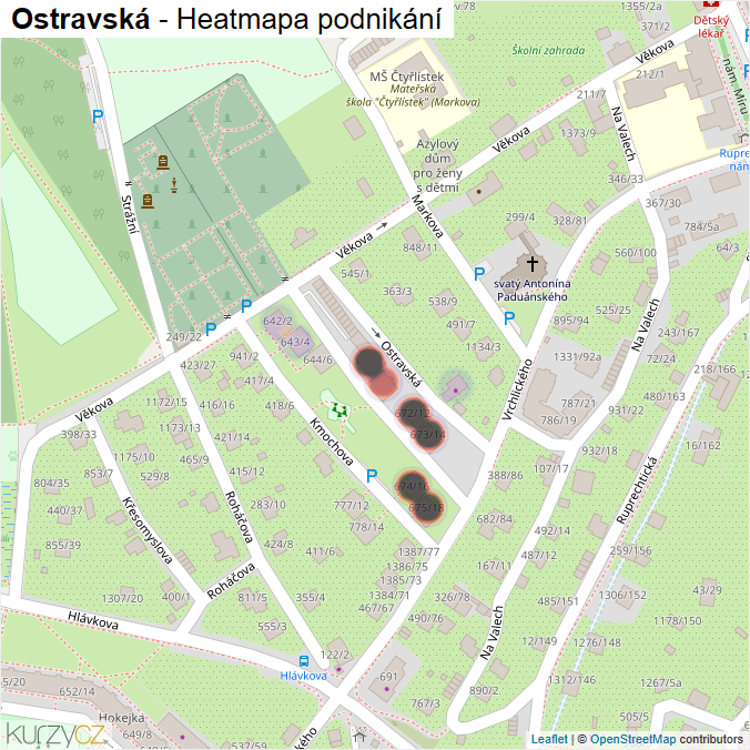 Mapa Ostravská - Firmy v ulici.