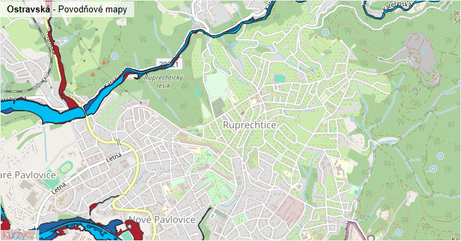 Ostravská - záplavové mapy stoleté vody