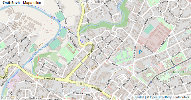 Ostřížová - mapa ulice
