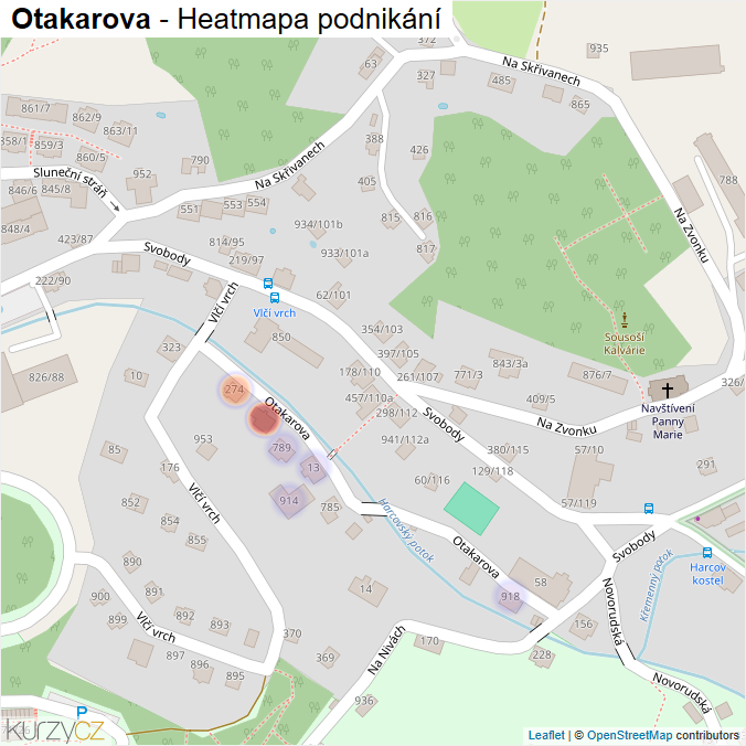 Mapa Otakarova - Firmy v ulici.
