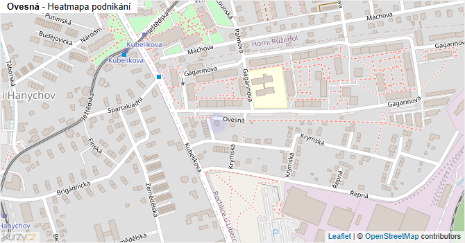 Ovesná - mapa podnikání