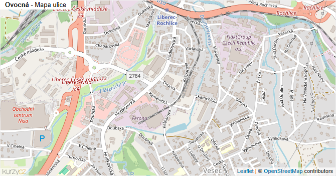 Ovocná - mapa ulice