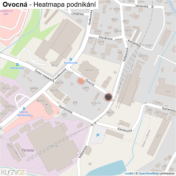 Mapa Ovocná - Firmy v ulici.