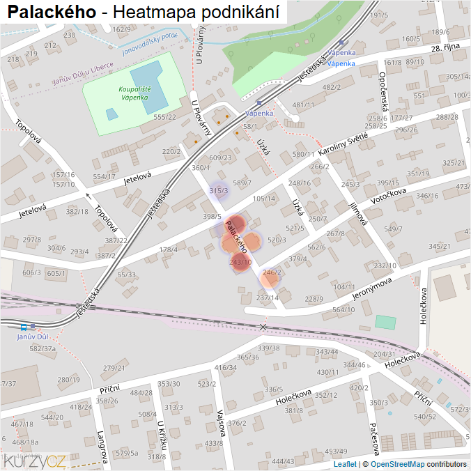 Mapa Palackého - Firmy v ulici.