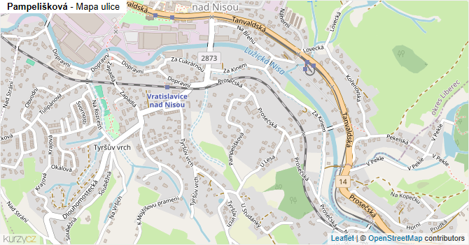 Pampelišková - mapa ulice
