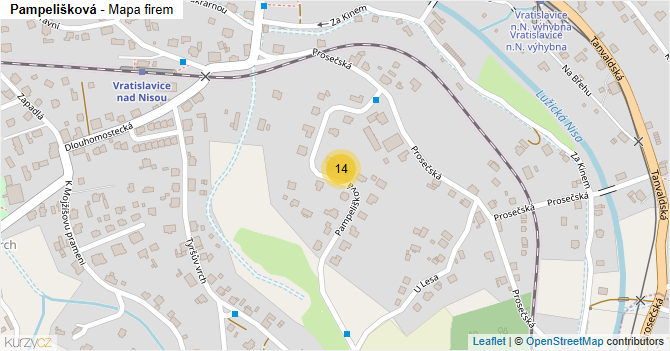 Pampelišková - mapa firem