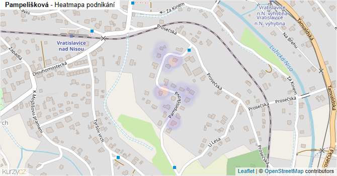 Pampelišková - mapa podnikání
