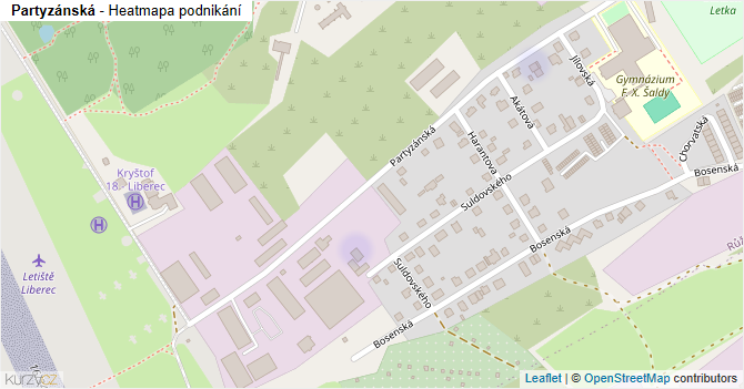 Partyzánská - mapa podnikání