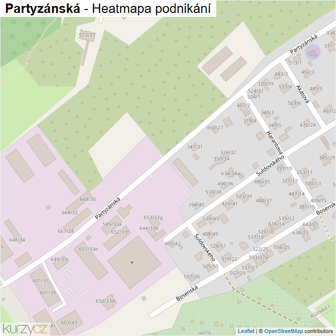 Mapa Partyzánská - Firmy v ulici.