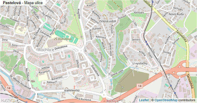 Pastelová - mapa ulice