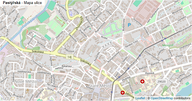 Pastýřská - mapa ulice