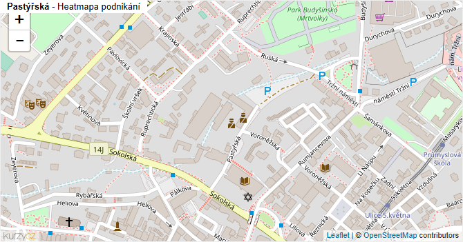 Pastýřská - mapa podnikání