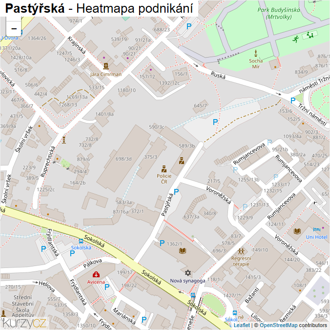Mapa Pastýřská - Firmy v ulici.