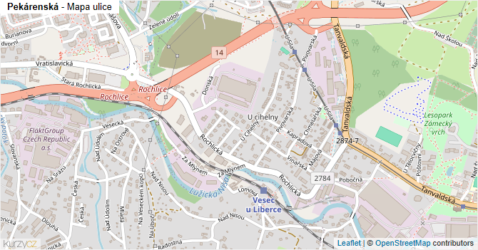 Pekárenská - mapa ulice