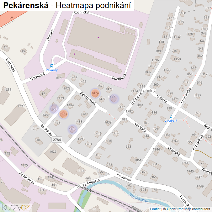 Mapa Pekárenská - Firmy v ulici.